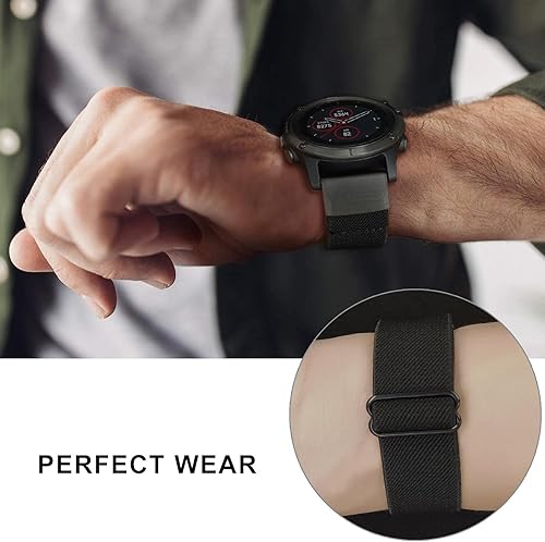 Miniatura 7 de Abanen Correas de reloj de tela elástica para Fenix 7 SolarFenix 6 ProFenix 5  EPIX Gen 2, ajuste de secado rápido, correa de nailon elástico suave