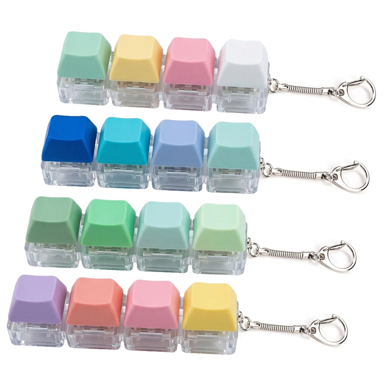 4 Pcs Keyboard Fidget Toys, 4-Button Finger Keyboard Keychain, Funny Fidget Keyring, Fidg-et Decompression Toys, Portable Fidgets Key-board