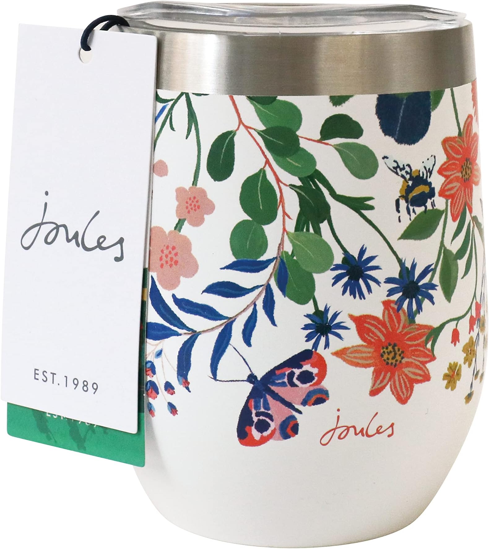 Joules Bright Side Metal Reusable Insulated Travel Tumbler for hot or Cold Drinks JLS2144 Height 11cm