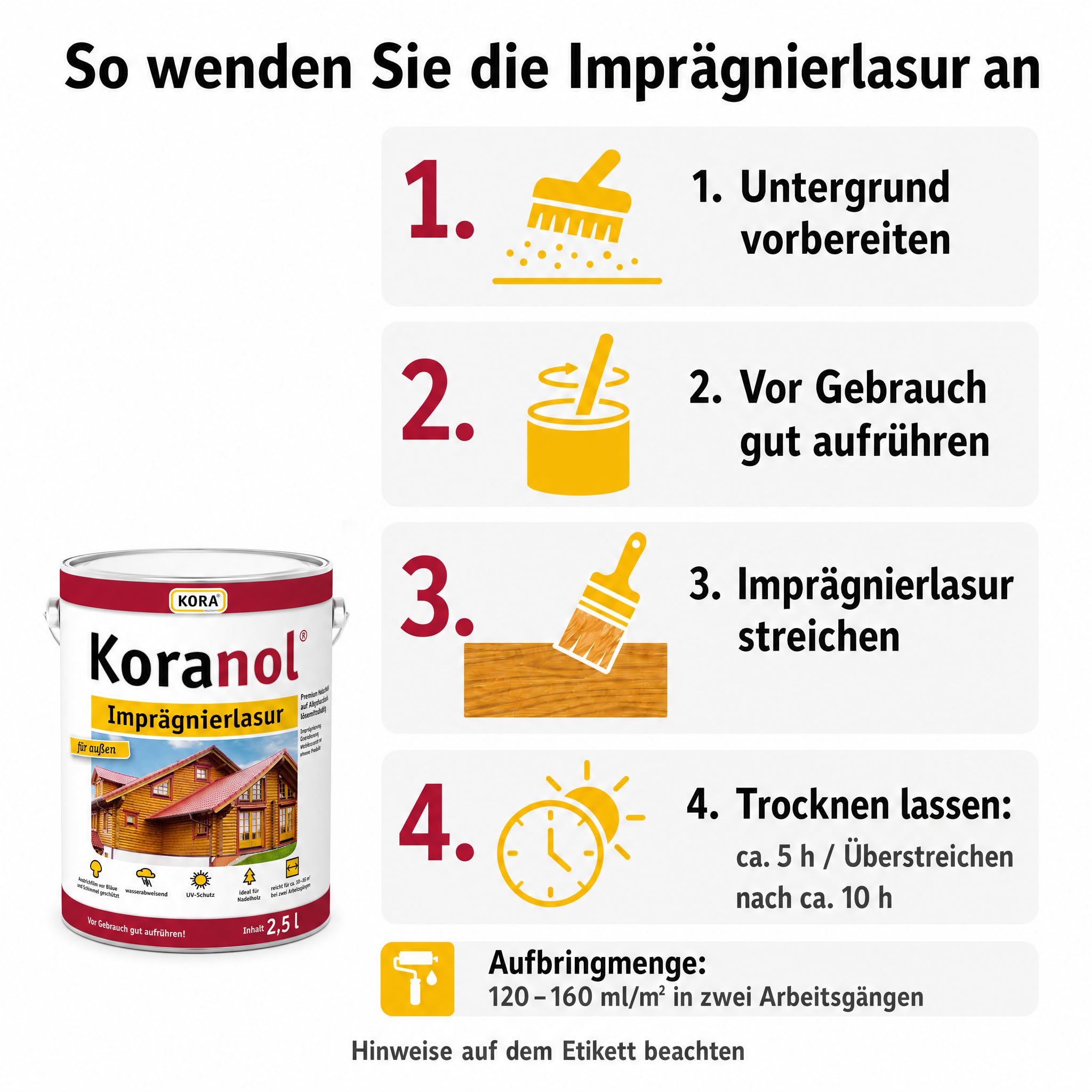 KORA® Koranol® Imprägnierlasur – wetterfeste Holzschutzlasur für Außenholz – wasserabweisend & UV-beständig – ideal für für Zaun, Balkon, Holzfassade & Blockhaus (Anthrazit, 5 Liter)