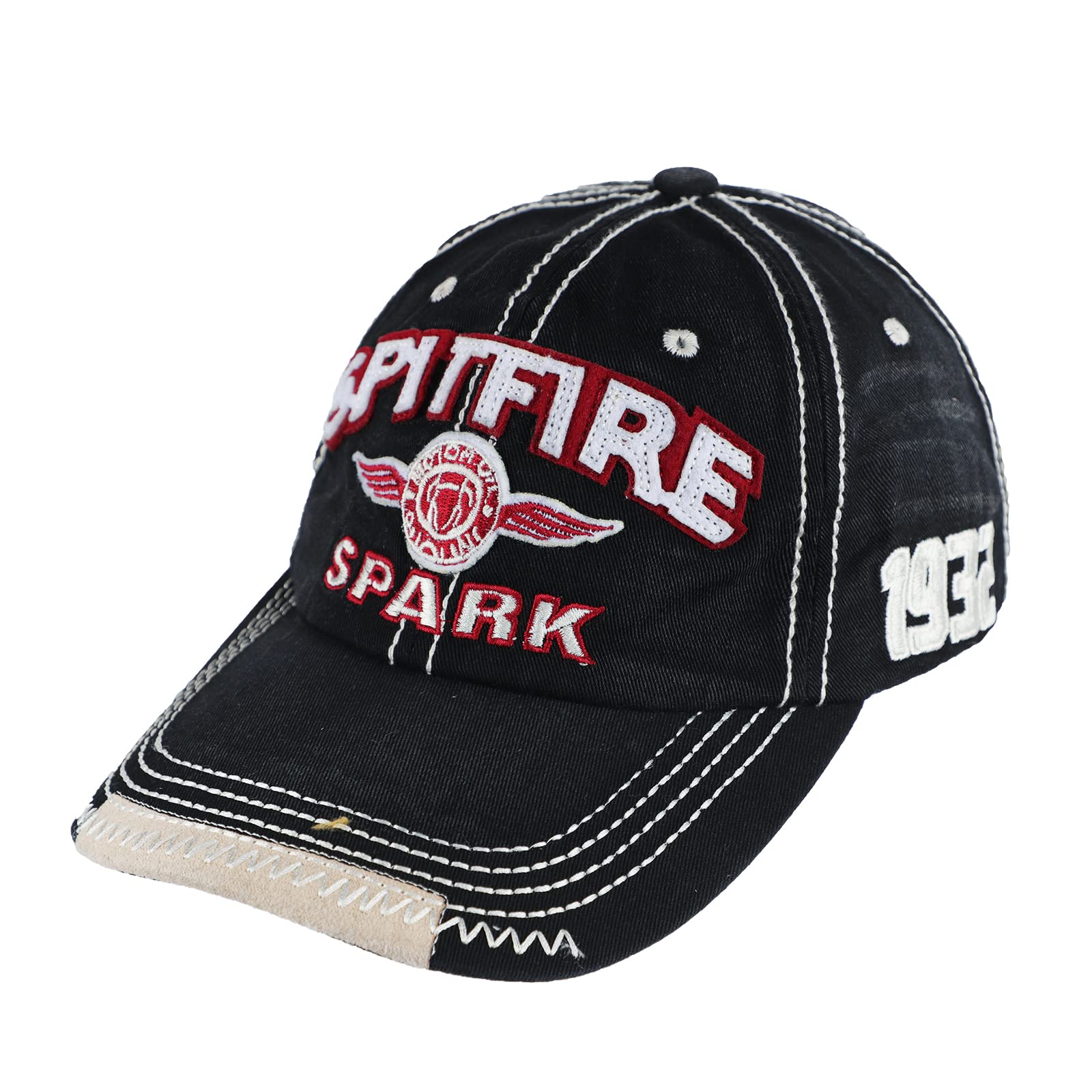 HKSICHENGKEJIUKVintage Baseball Cap Unisex Denim Cotton Sun Hat Summer Snapback Hat Letter Embroidered Adjustable Trucker Cap Hat Women Men Hip-Pop Motorcycle Biker Hat Camping Hiking Running Travelling 55-60CM