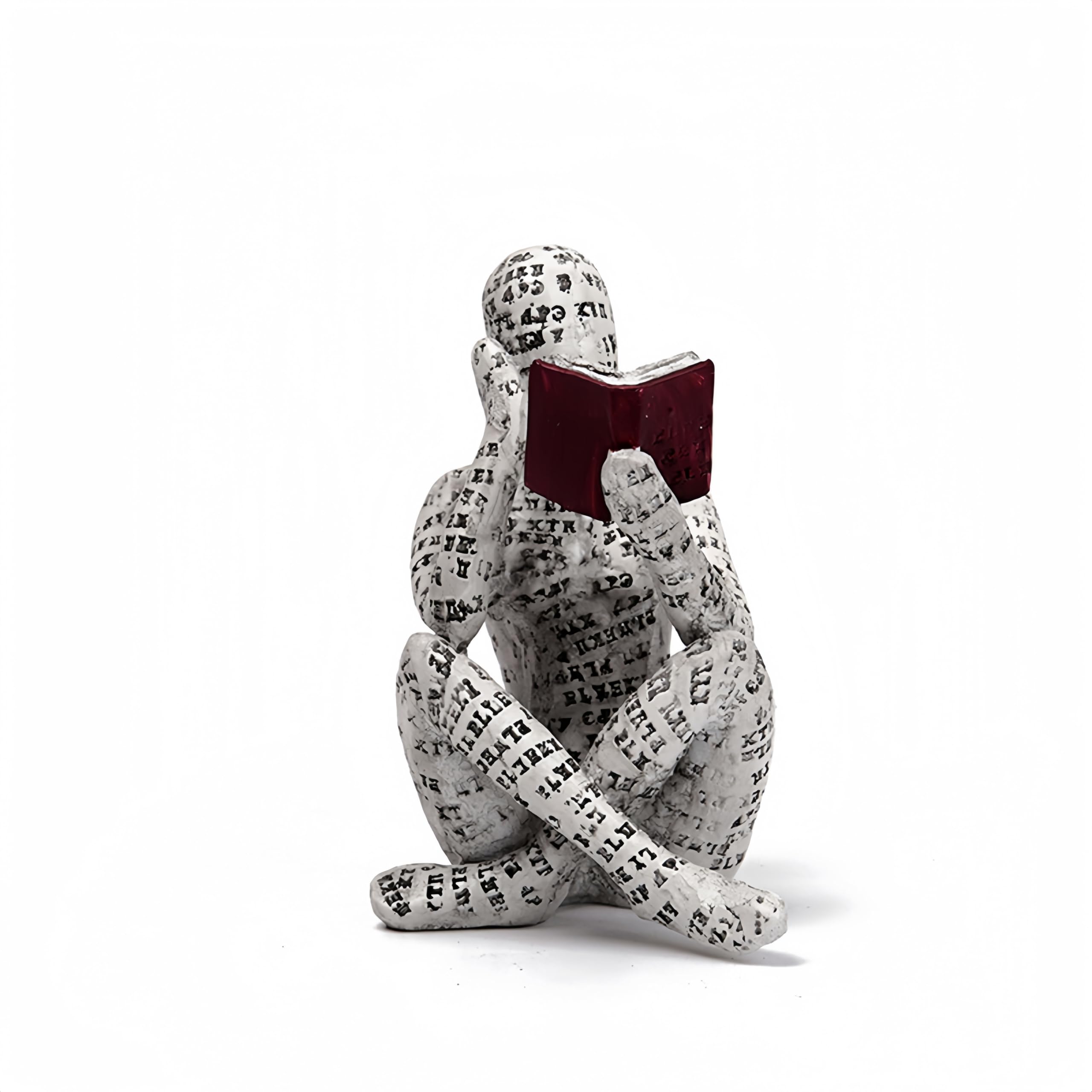 Reading Woman Figurine Bookshelf Pulp Sculpture Ornaments Thinker Style Resin Statue Alphabet Characters Reading Ornament Desktop Office Learning Home Decor Abstract Sculptures Collectible Presents