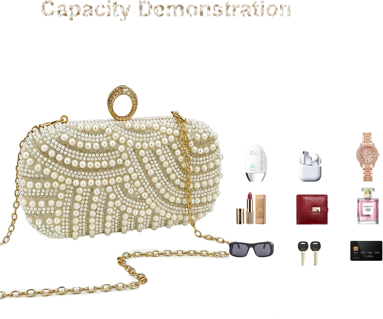 Pearl Clutch Purses for Women Party Wallet Handbag Evening Clutch Bag - Image 2