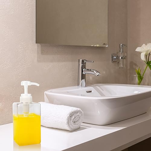 Miniatura 2 de SUREAM Paquete de 6 botellas vacías transparentes con bomba vacía, recipientes cuadrados recargables de plástico de 15 onzas  15.2 fl oz para aceite