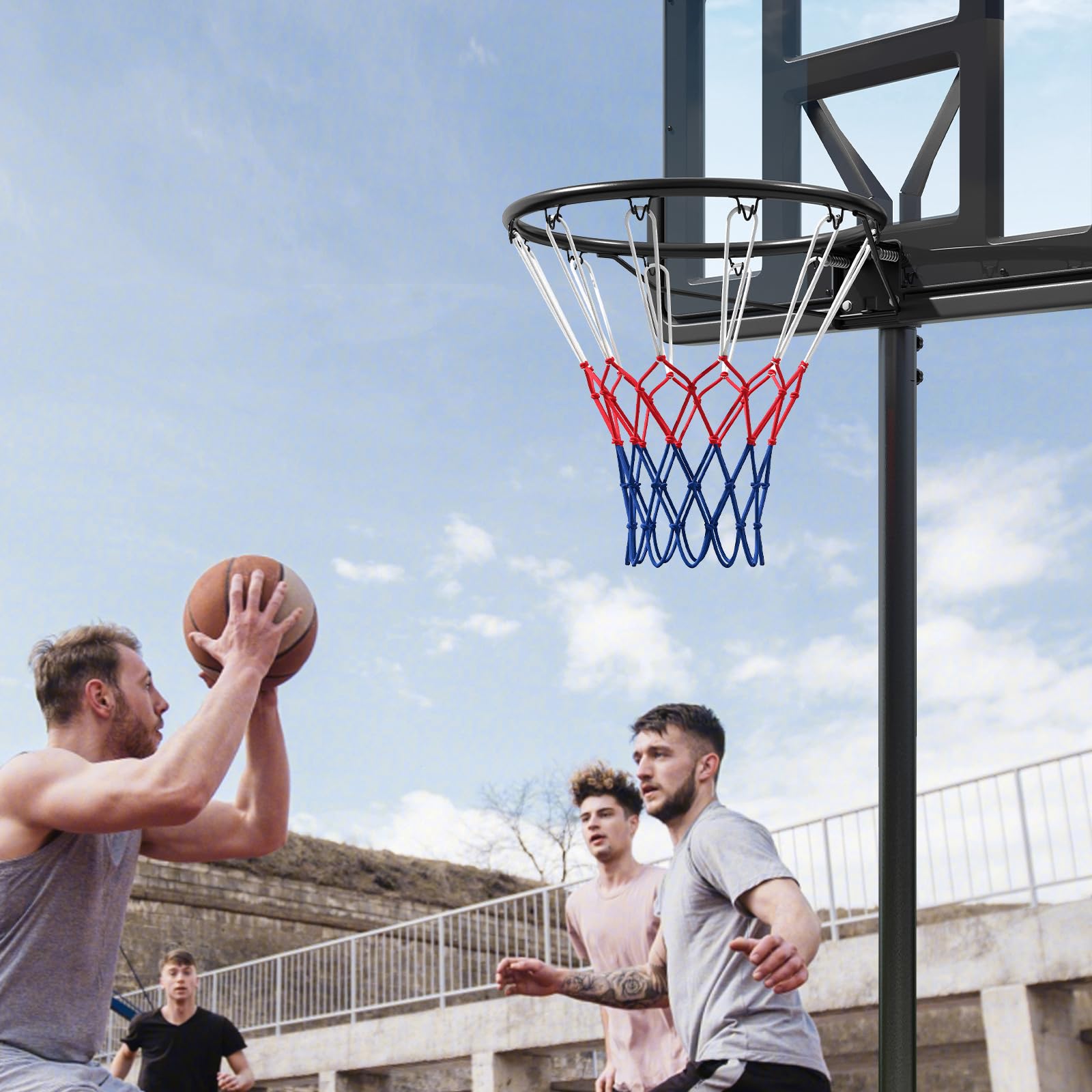 LIFEZEAL Diametro 45 cm, cestino da basket da parete, anello da basket solido/cavo con supporto a parete e rete, per interni ed esterni