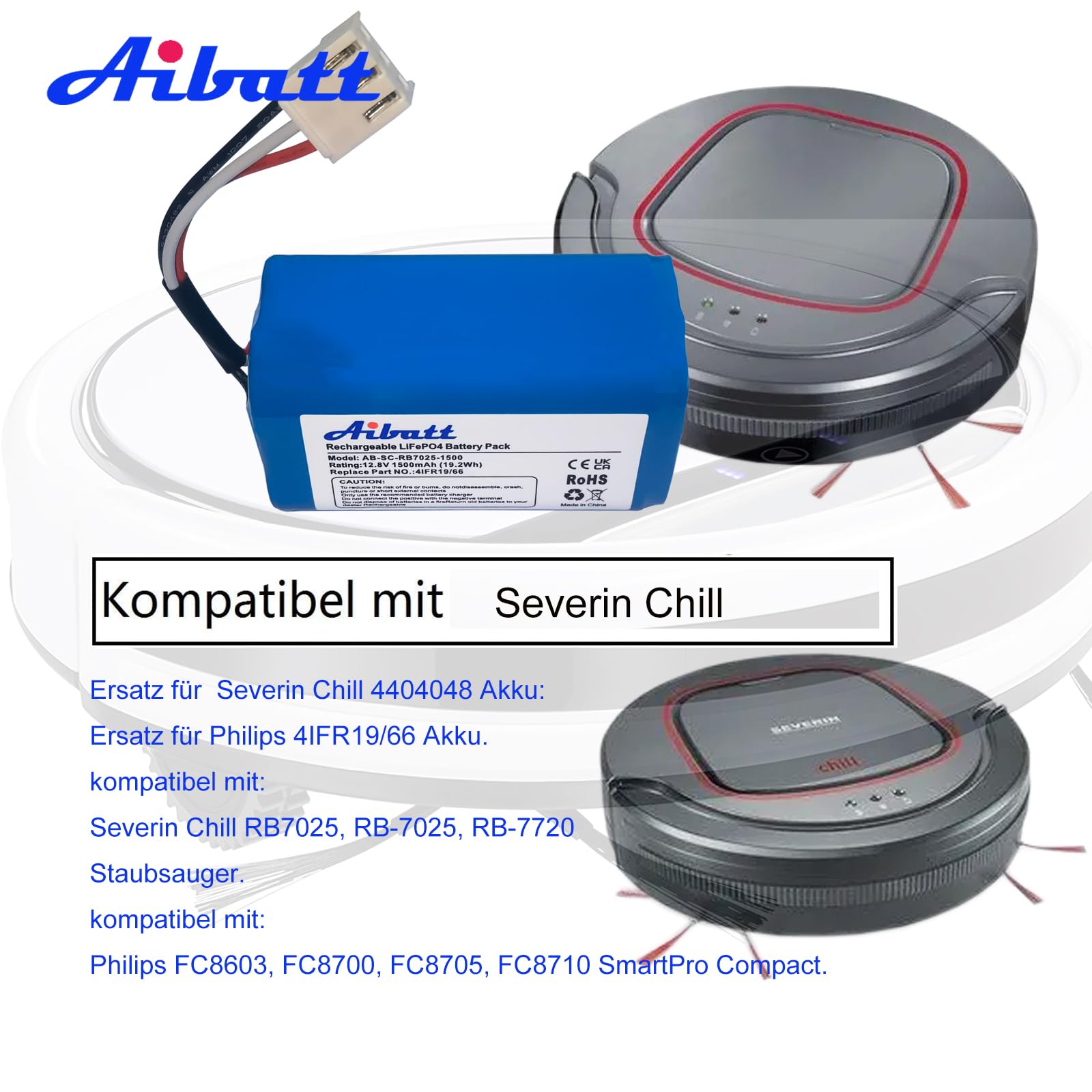 Akumulator 1500 mAh, zamiennik do odkurzacza Severin Chill RB7025, RB-7025, RB-7720, zamiennik do 4404048, 4IFR19/66 (12,8 V/Li-Fe)