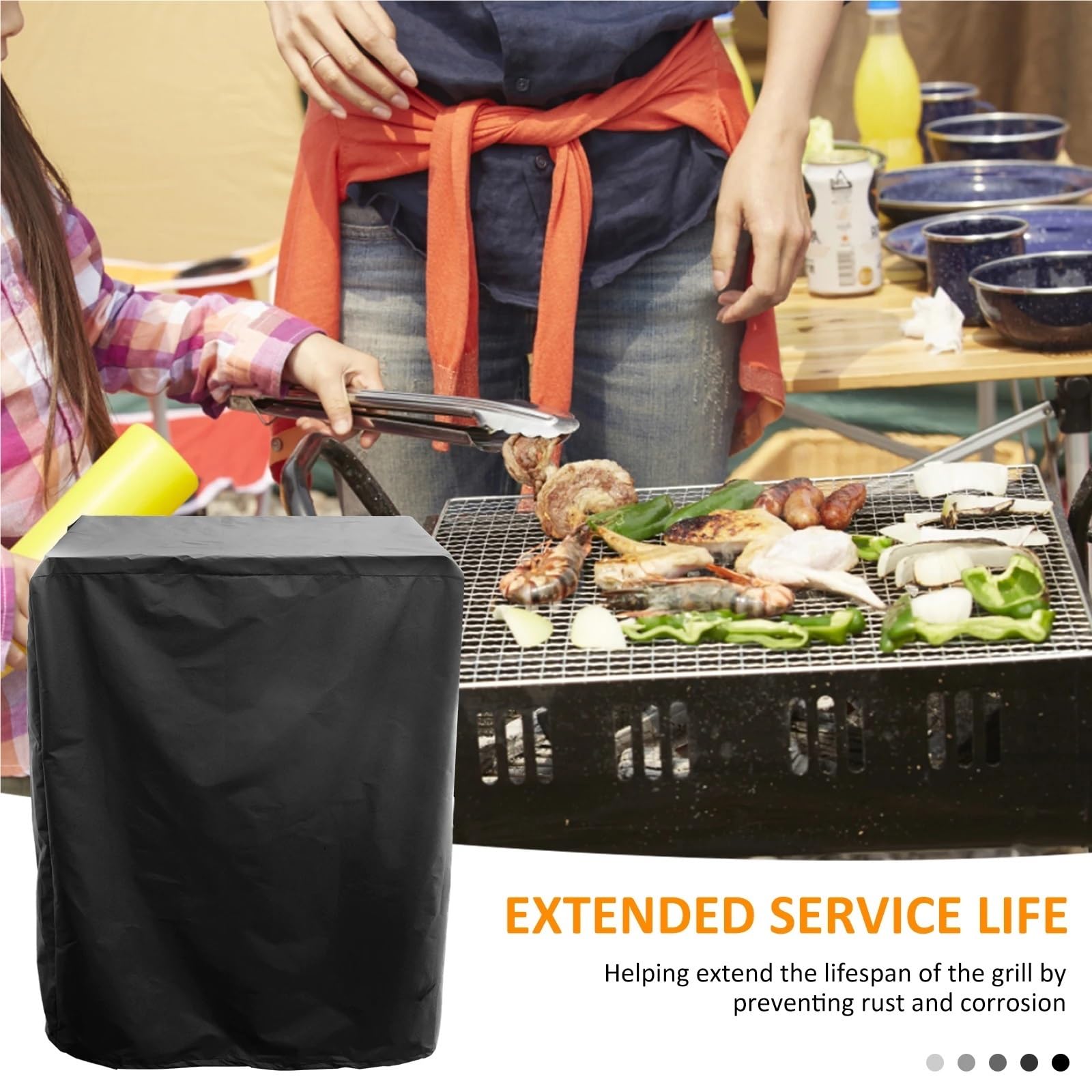 Fundas para Barbacoa Cubierta for Parrilla de Tela Oxford 210D, Cubierta for Barbacoa Impermeable con cordón a Prueba de Viento, Cubierta for Barbacoa portátil Resistente