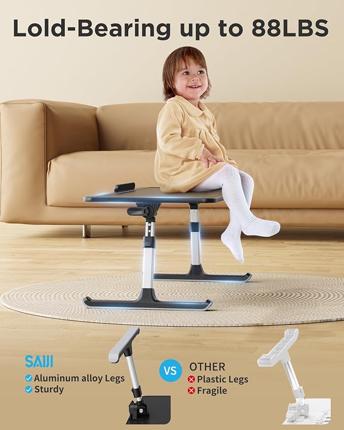 SAIJI Bandeja de cama de cuero para portátil, soporte ajustable miniatura 4