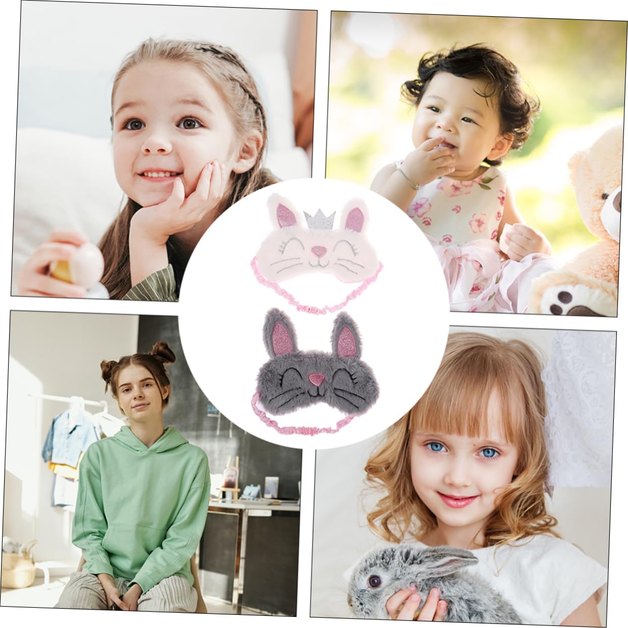 GLEAVI Schlafmaske 6 Stk Plüsch-kaninchen-augenmaske Plüsch-augenabdeckung Tierische Augenabdeckung Kaninchen-augenklappe en Weiß Reisen Gesichtsmaske Atmungsaktiv