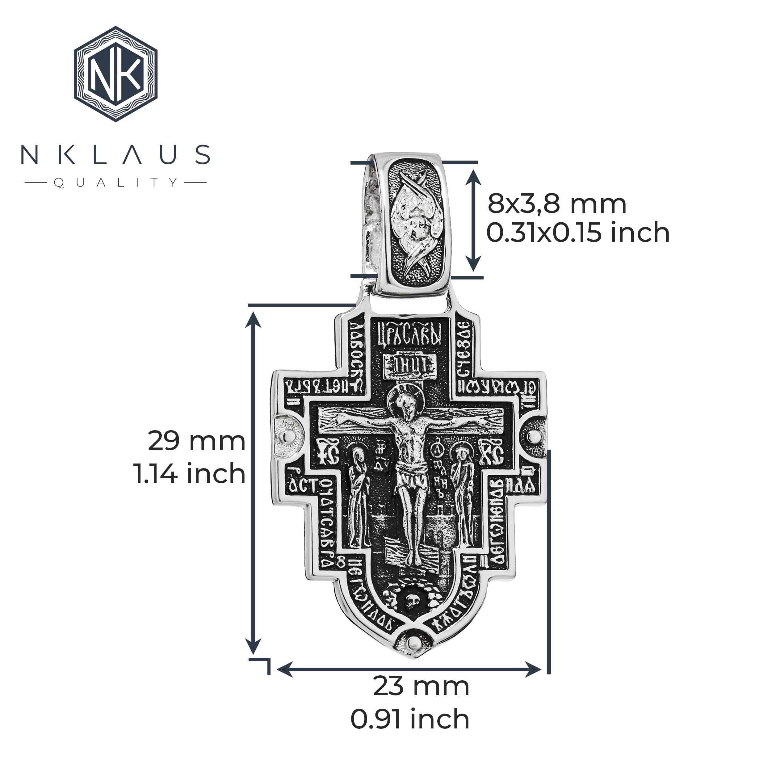NKlaus Exquisiter zawieszka do łańcuszka ze srebra próby 925, krucyfiks, 29 x 23 mm, elegancja w szczegółach 15470, Srebro