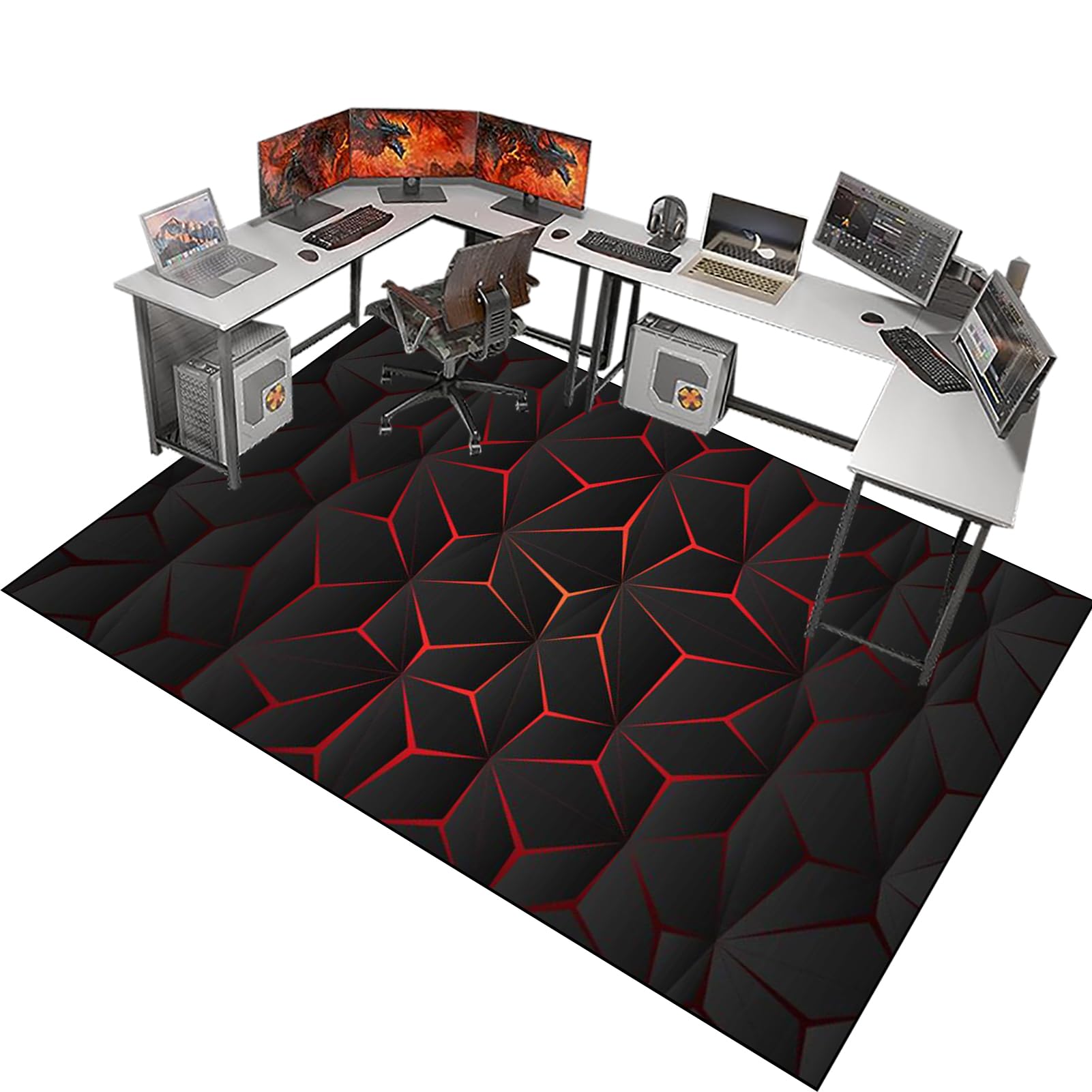 Fzamudng Office Chair Mats for Carpeted Floor, Carpet Protector Chair Mat, Gaming Chair Mat for Hardwood Floors Carpet Wooden Floors Non-slip Floor Protector, Desk Chair Mat for Carpet 140 x 180 cm