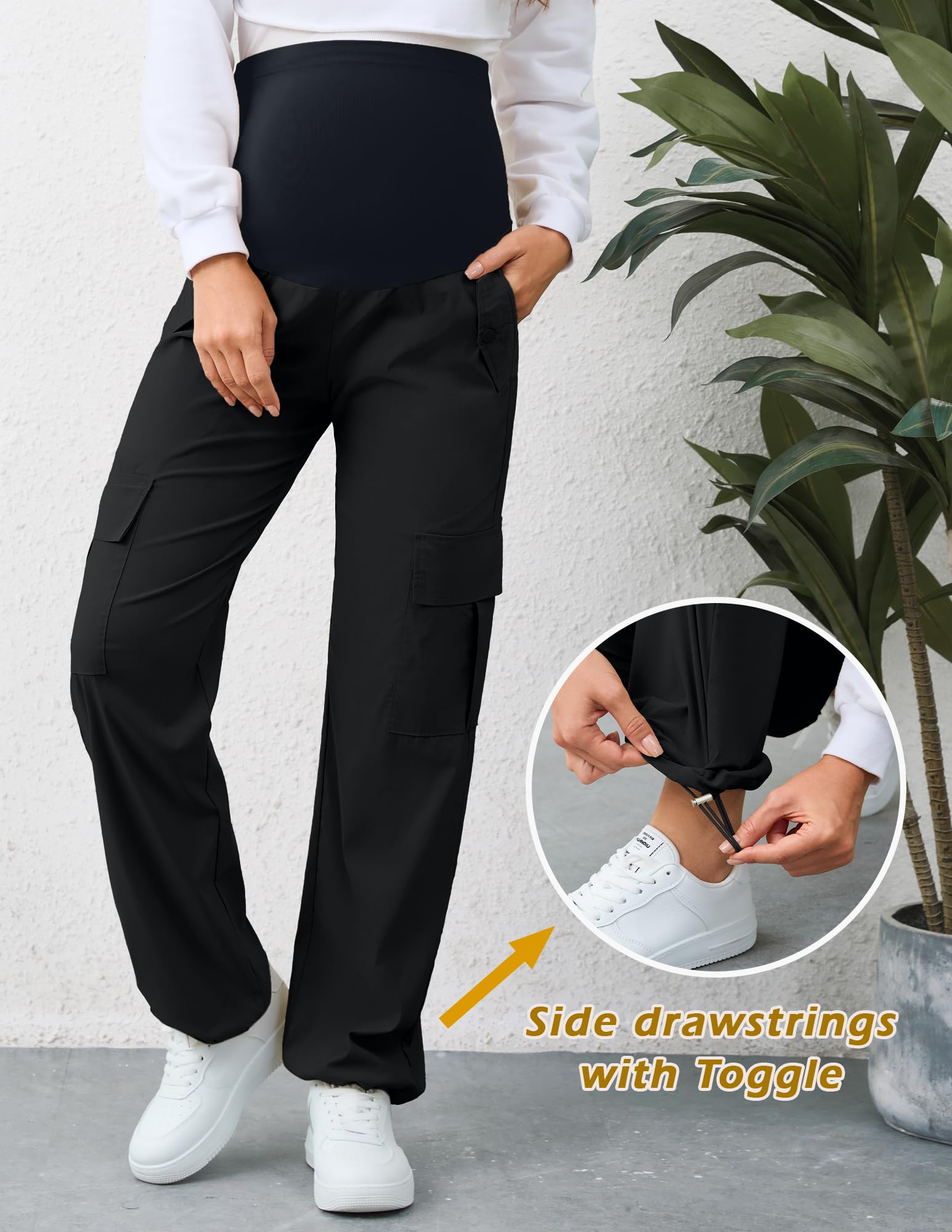AMPOSH Damen-Cargohose mit 6 Taschen, schnelltrocknend, Schwangerschafts-/Wanderhose