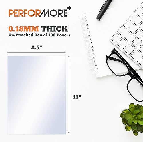 Miniatura 3 de PERFORMORE Paquete de 100 cubiertas de presentación de encuadernación para máquinas de encuadernación, 8.5 x 11 pulgadas de grosor, cubiertas de