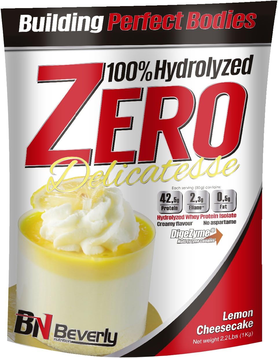 Beverly Nutrition Exclusive for ABSat40 Delicatesse Zero Professional hydrolyzed Protein Formula - 42.5 Grams of Protein per Serving. - 1 KG (Lemon Cheesecake)