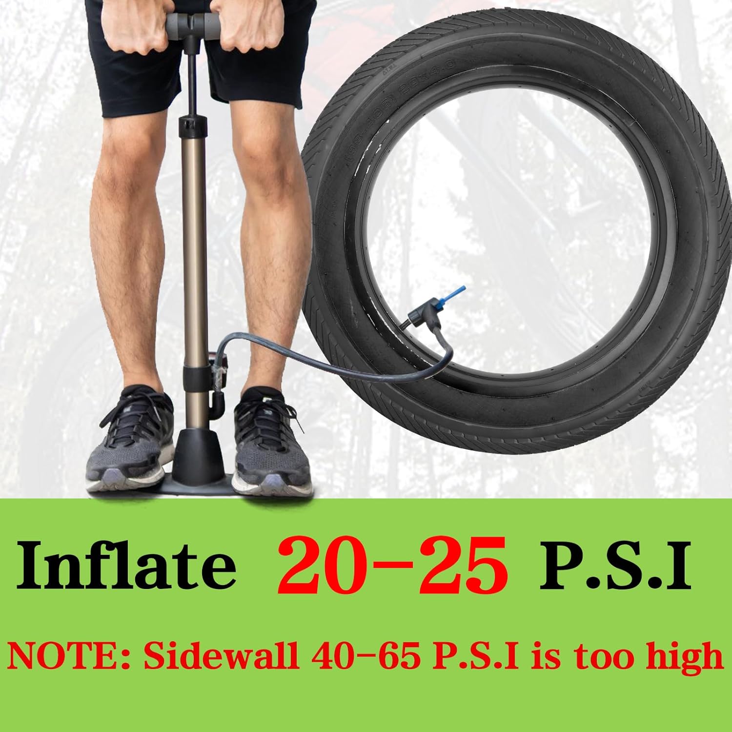 20x4.0 Fat Bike Tires 2-Pack - All-Terrain Bicycle & E-Bike Tires with Shallow Block Tread for Superior Grip, Excellent Water Dispersion