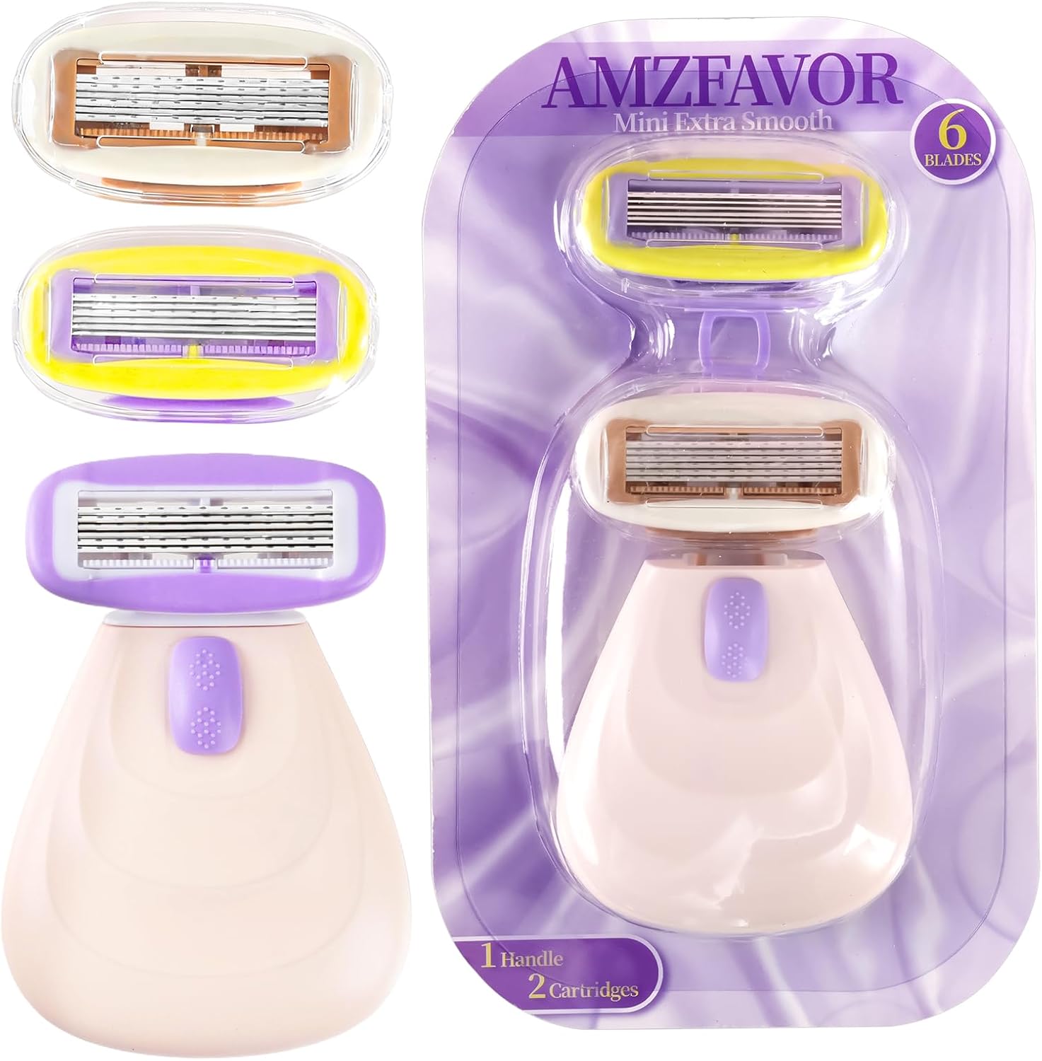 Travel Razor for Women, Pink Disposable Travel Razor Kit Sensitive Skin Razors for Women Business Travels Vacation Essentials