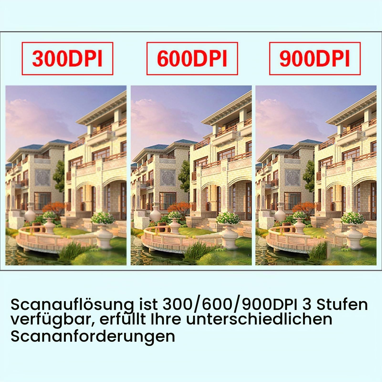Tragbarer Scanner, Kabelloser Mobiler Dokumentenscanner, Handfotoscanner mit USB-Kabel, Visitenkarten- und Quittungsscanner für PC, Fotos, A4, Dokumente, Bilder, Bücher (Silver)