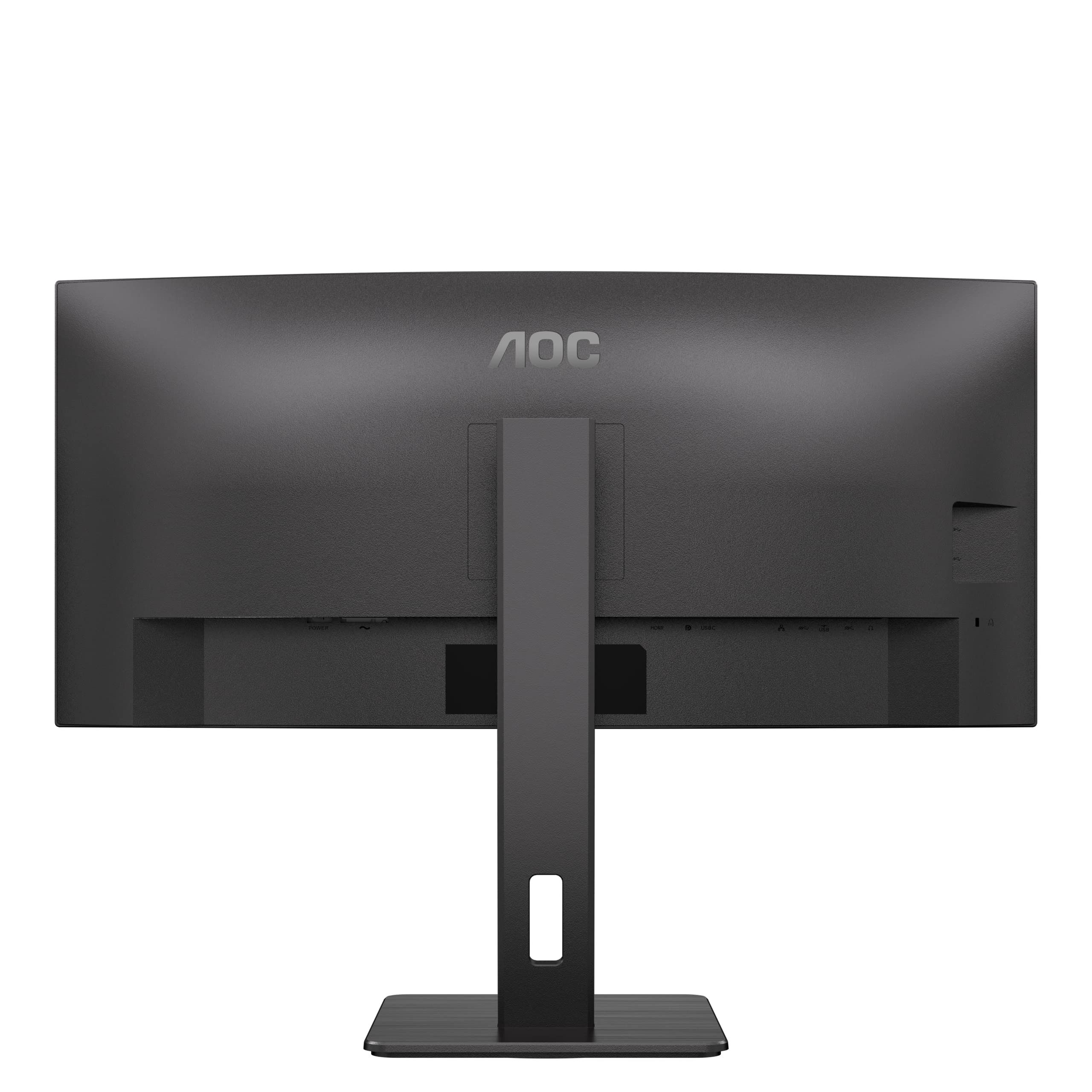 AOC CU34P3CV - Monitor curvo WQHD da 34 pollici, regolabile in altezza, altoparlante (3440x1440, 100 Hz, HDMI, DisplayPort, USB-C (65W PD), RJ45, hub USB) nero