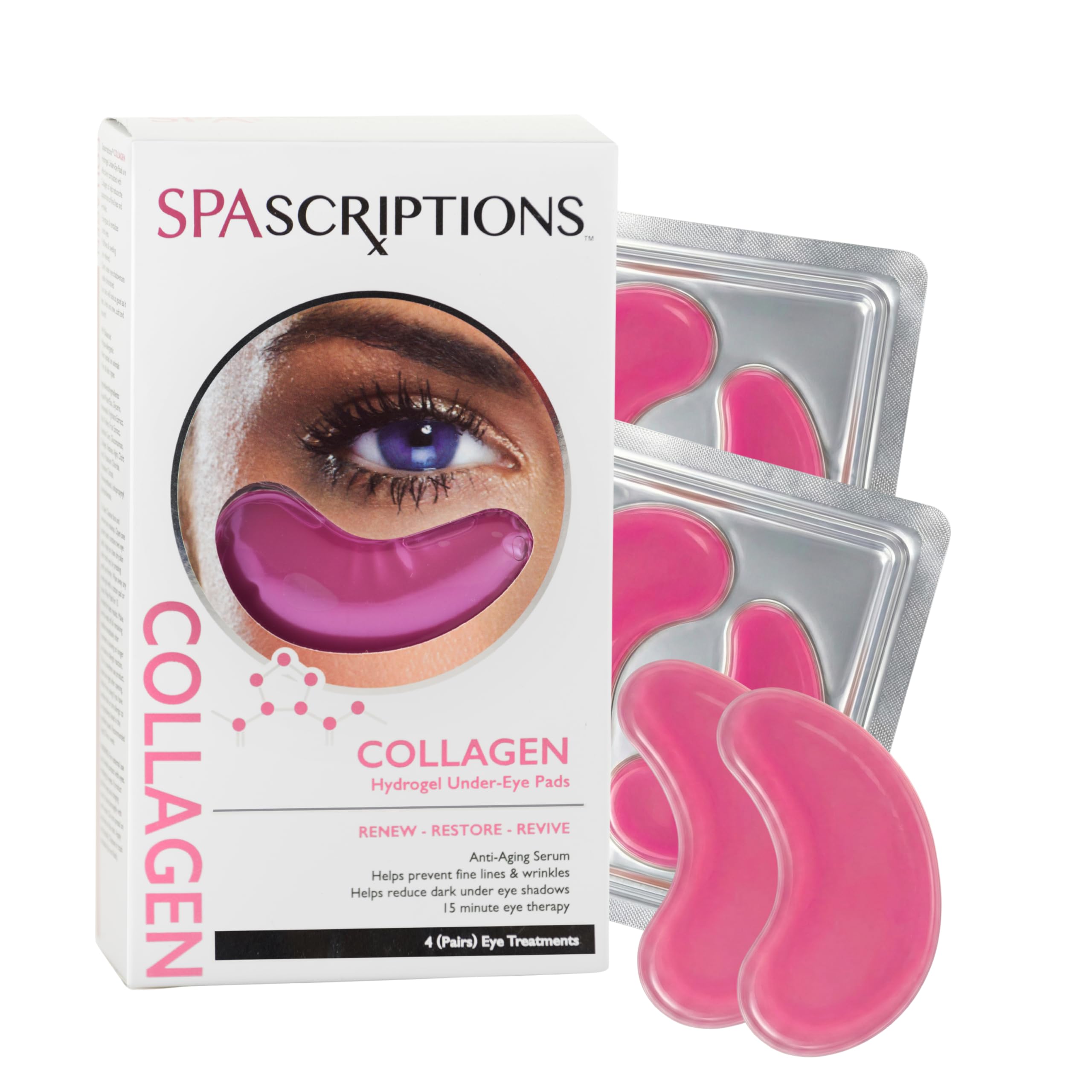 Undereyes Treatment Hydrogel Cucumber Hydrating Under Eye Pads for Dark Circles and Puffy Eyes (Collagen (4 Pairs))