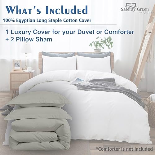 Miniatura 5 de Saferay Green Juego de funda de edredón de 3 piezas, tamaño King, 1 funda de edredón con cierre de cremallera y lazos en las esquinas y 2 fundas de
