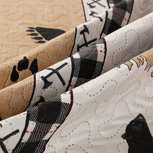 Miniatura 5 de Juego de edredón de tamaño QueenMatrimonial, ropa de cama rústica de cabaña, colcha reversible para el hogar, colcha ligera para el hogar, colcha de