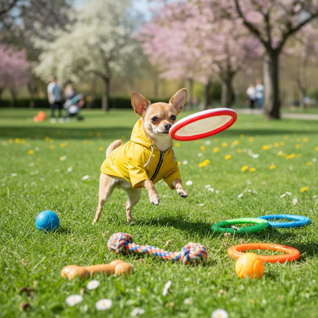 Morezi Imperméable pour Chien avec Fermeture à glissière, étanche à la Pluie et à l'eau, Cordon de Serrage réglable, Design de Poche, XS à XXL-Jaune-S