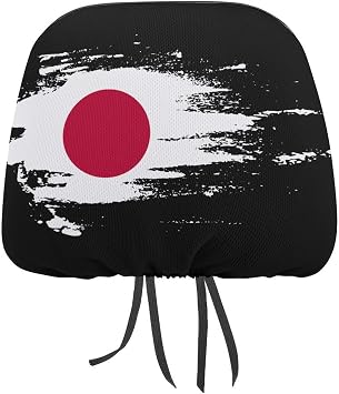 Japan Flag Painted Car Seat Headrest Covers Car Headrest Protector Universal Fit for Most Car Vehicle, 2 Pcs, style-13