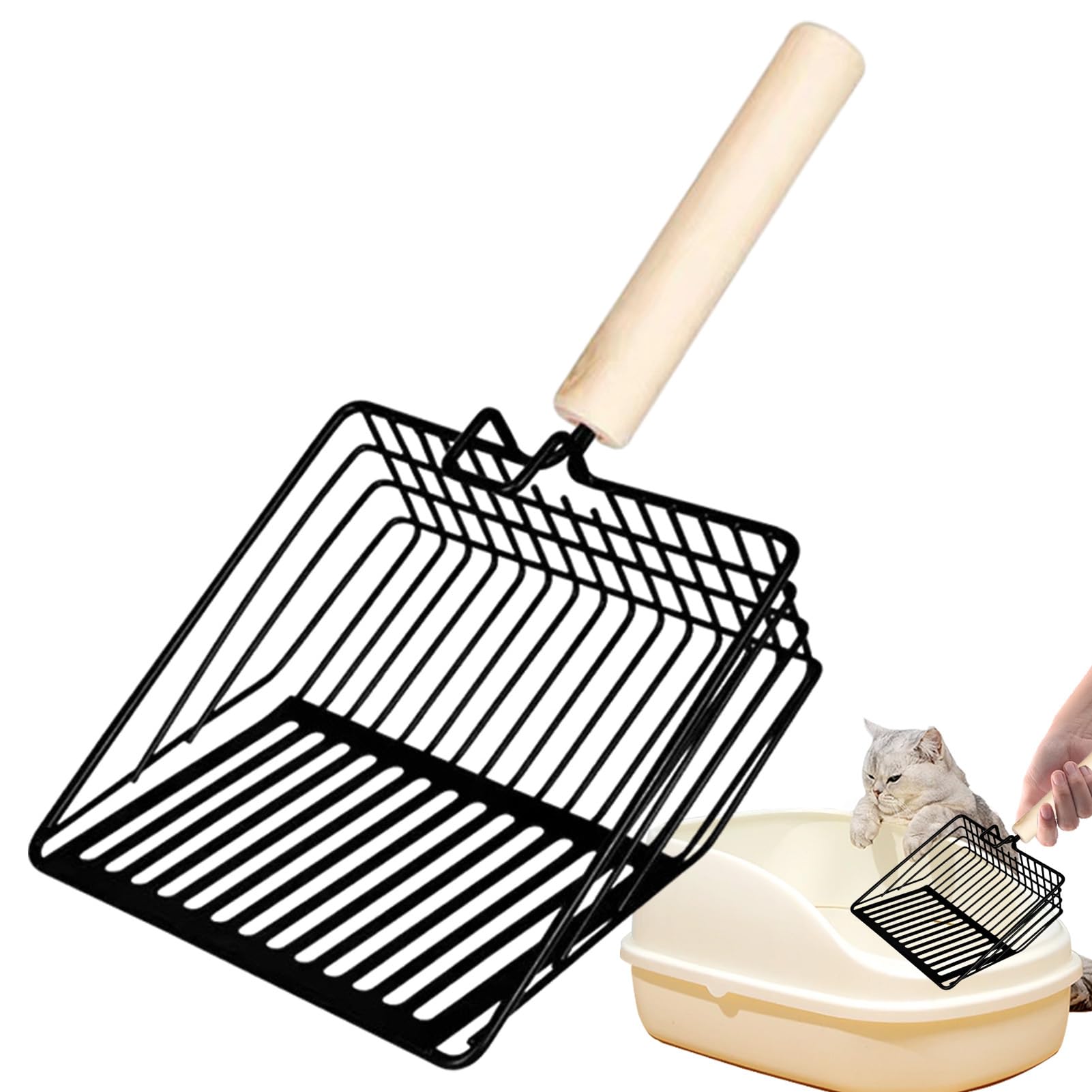 Pala para Arena de Gato, Pala de Arena for Gatos Metal con Mango Largo, ergonómica, Antideslizante, for Caja