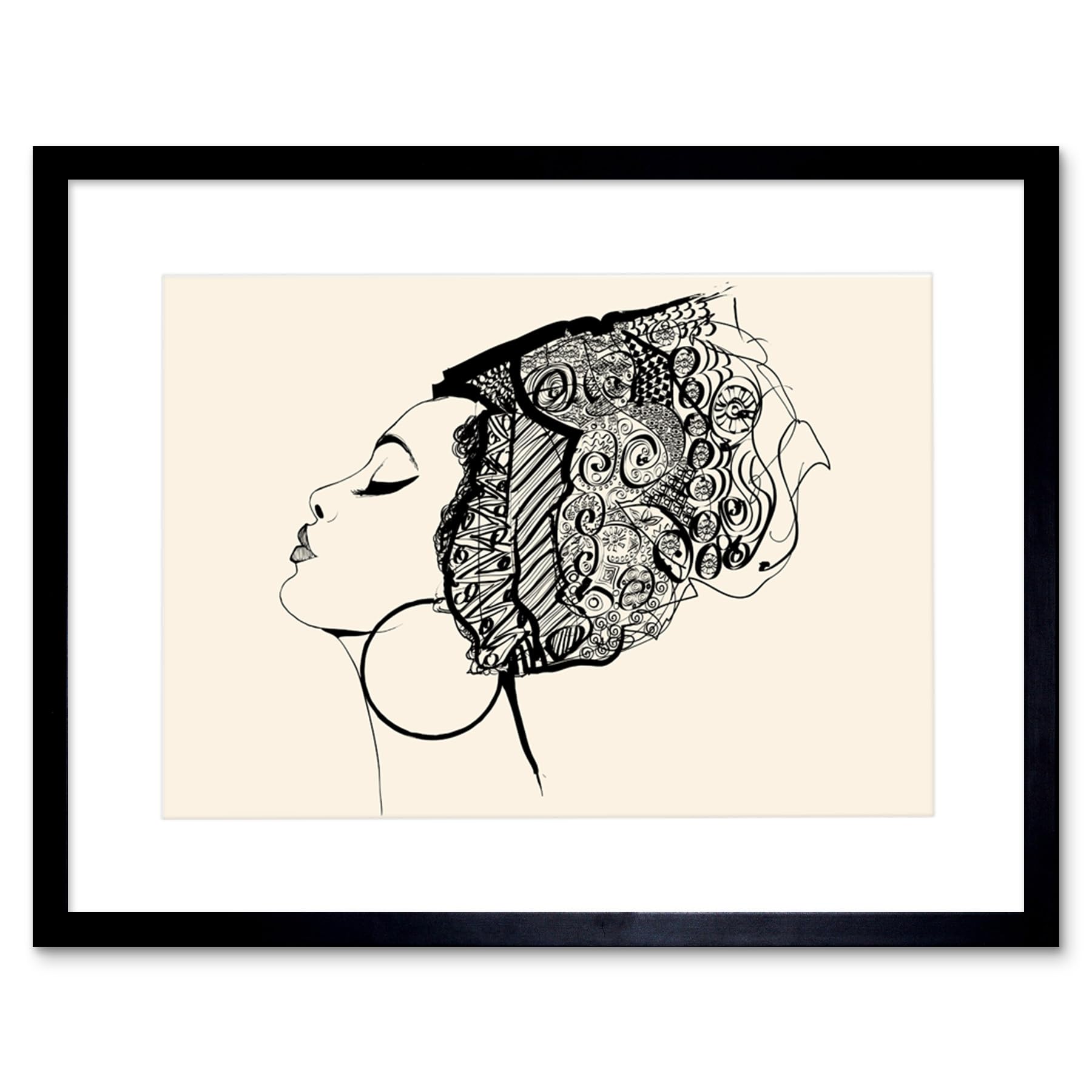 Wee Blue Coo Woman With Headdress Art Print Framed Poster Wall Decor 12x16 inch