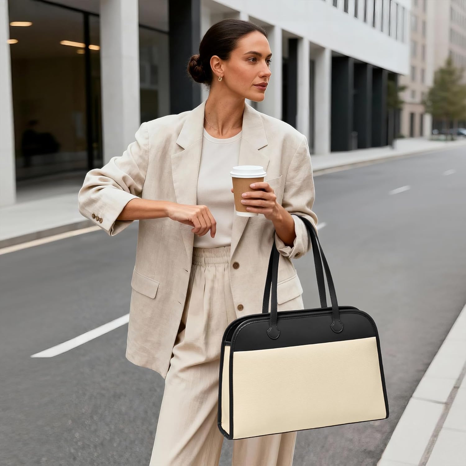 CHUNLI Laptop Tote Bag for Women 15 Inch, Waterproof PU Leather Work Teacher Bag, Computer Briefcase Business Office Travel - Image 2