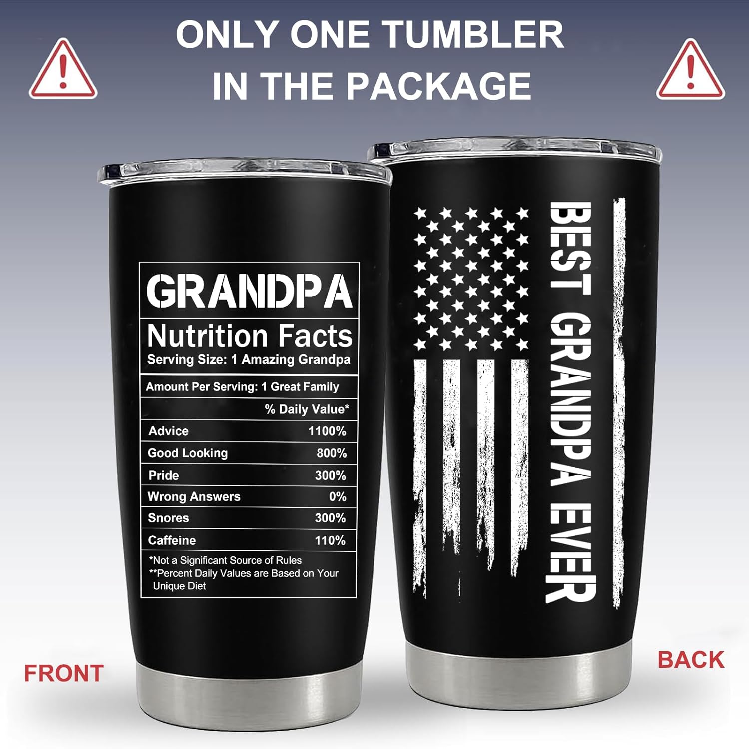 Best Grandpa Ever Tumbler with Lid, Gifts for Grandfather from Granddaughter Grandson, Birthday Xmas Present Ideas for New Grandfather, Promoted To Granddad, 20 Oz Coffee Tumbler - Image 2