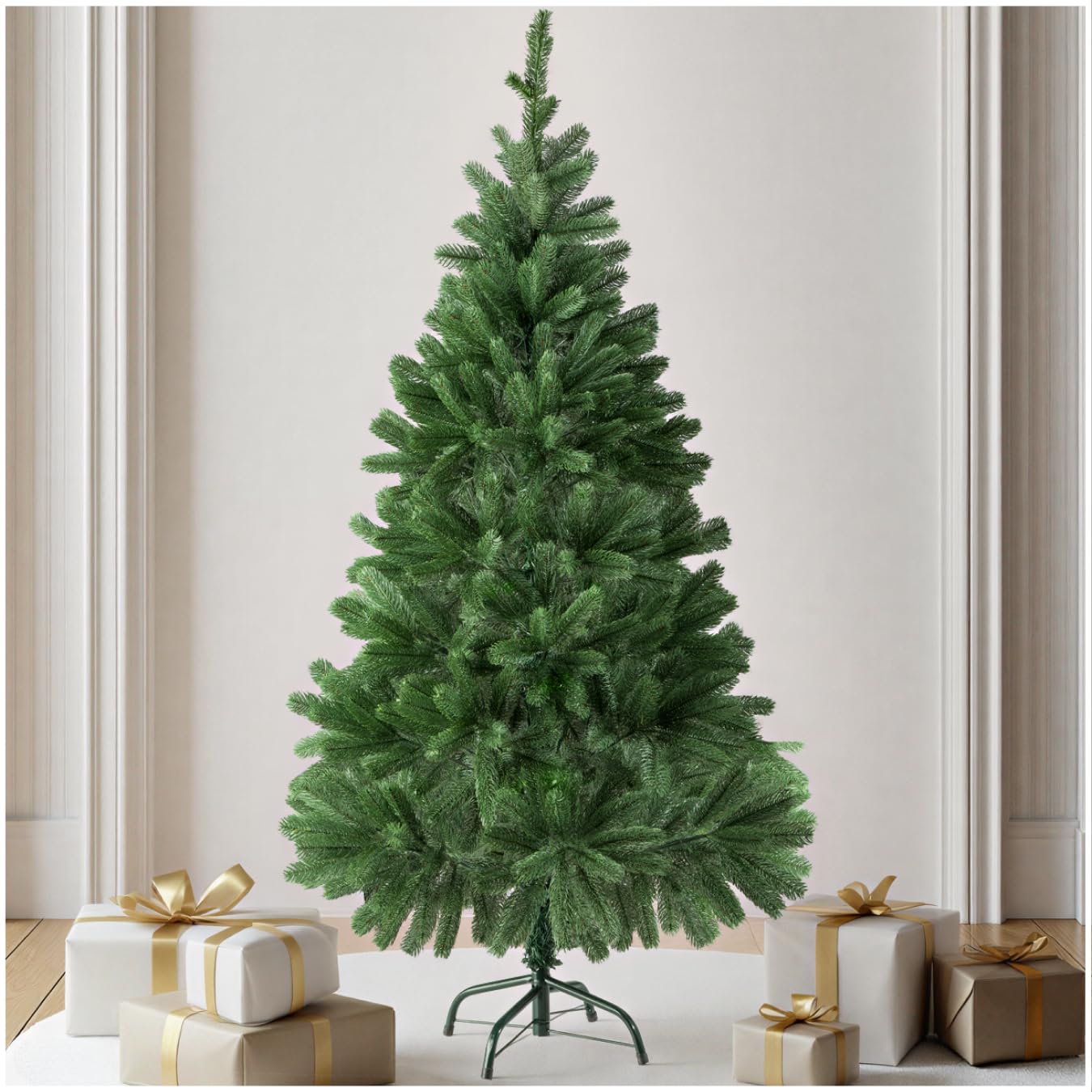 tectake Christbaum realistischer und naturgetreuer Weihnachtsbaum künstlich, Tannenbaum, Deko, Christmas Tree - Kunstbaum mit Ständer - 140 cm, 470 Spitzen und Spritzguss-Nadeln grün