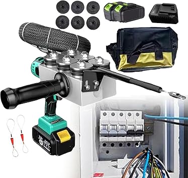 550n Automatic Stringing Machine - Electrician Wall Wiring Machine - Electric Wire Puller With LED Lighting - Stepless Speed Adjustment - Sprayed Wire Machine 2 * Battery