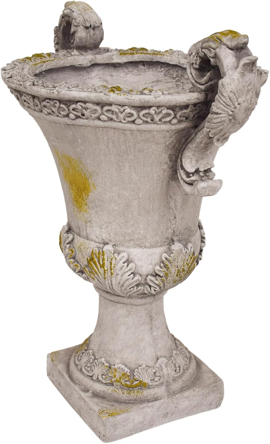 Grey Delphine Urn Planter Outdoor, Tall Pedestal Planter for Outdoor Plants, Weather- Magnesium Oxide Urn Flower Pot for Garden, Patio, or Front Porch Decor