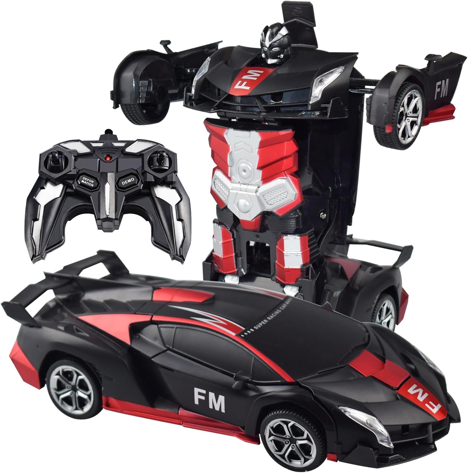 Remote Control Car Transform Robot Car, One Click Deformation, 2.4Ghz Anti-Jamming, 360 Degree Rotation Drift, Christmas Birthday Gift Toys for 3,4,5,6,7,8 Years Old Boys Girls (Frosted red)