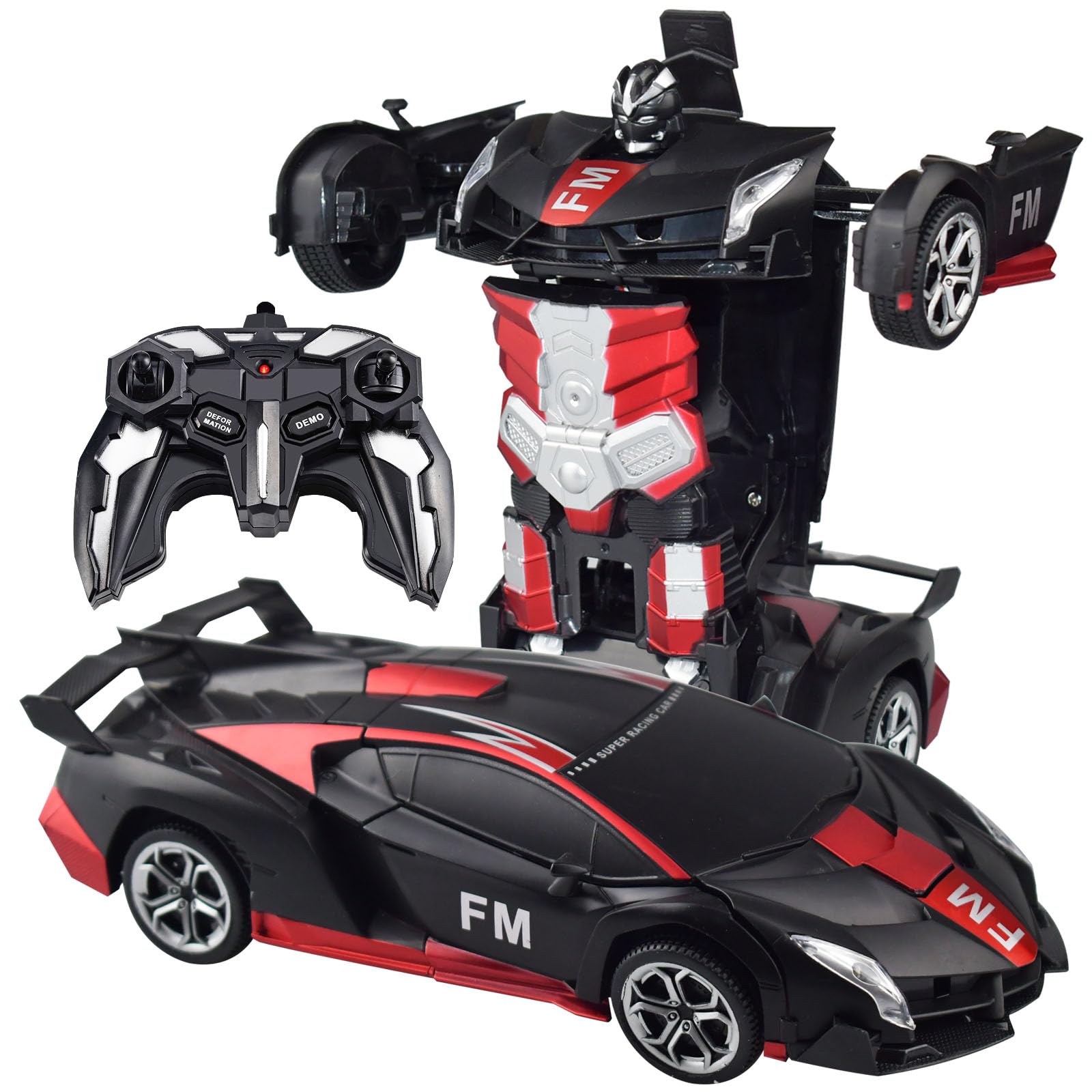 Remote Control Car Transform Robot Car, One Click Deformation, 2.4Ghz Anti-Jamming, 360 Degree Rotation Drift, Christmas Birthday Gift Toys for 3,4,5,6,7,8 Years Old Boys Girls (Frosted red)