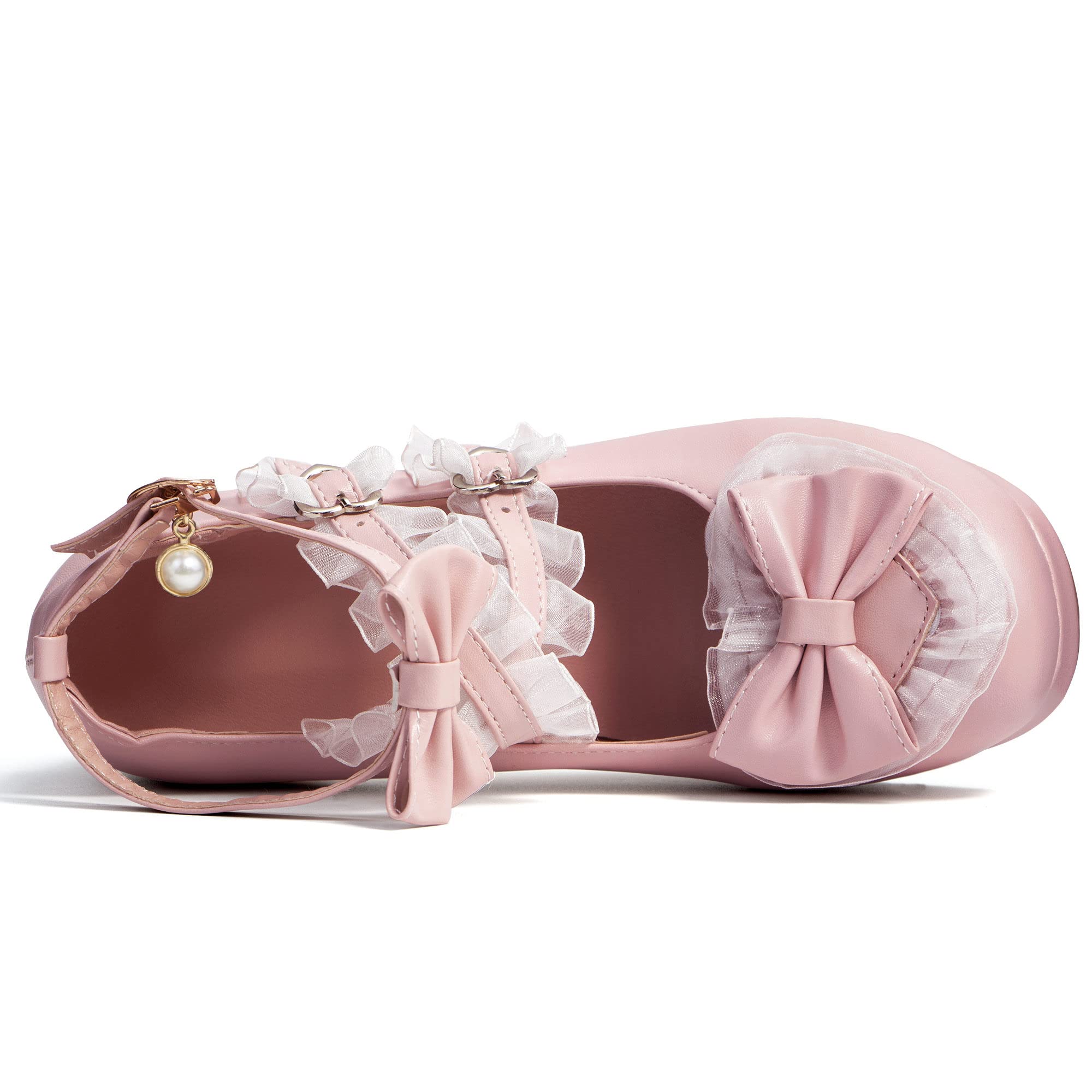 elerhythm Damen Mary Jane Plattform Chunky Block Heels Nettes Cosplay Kawaii Bow Lace Kleider Gekreuzt Runde Zehe Knöchelriemen Schuhe