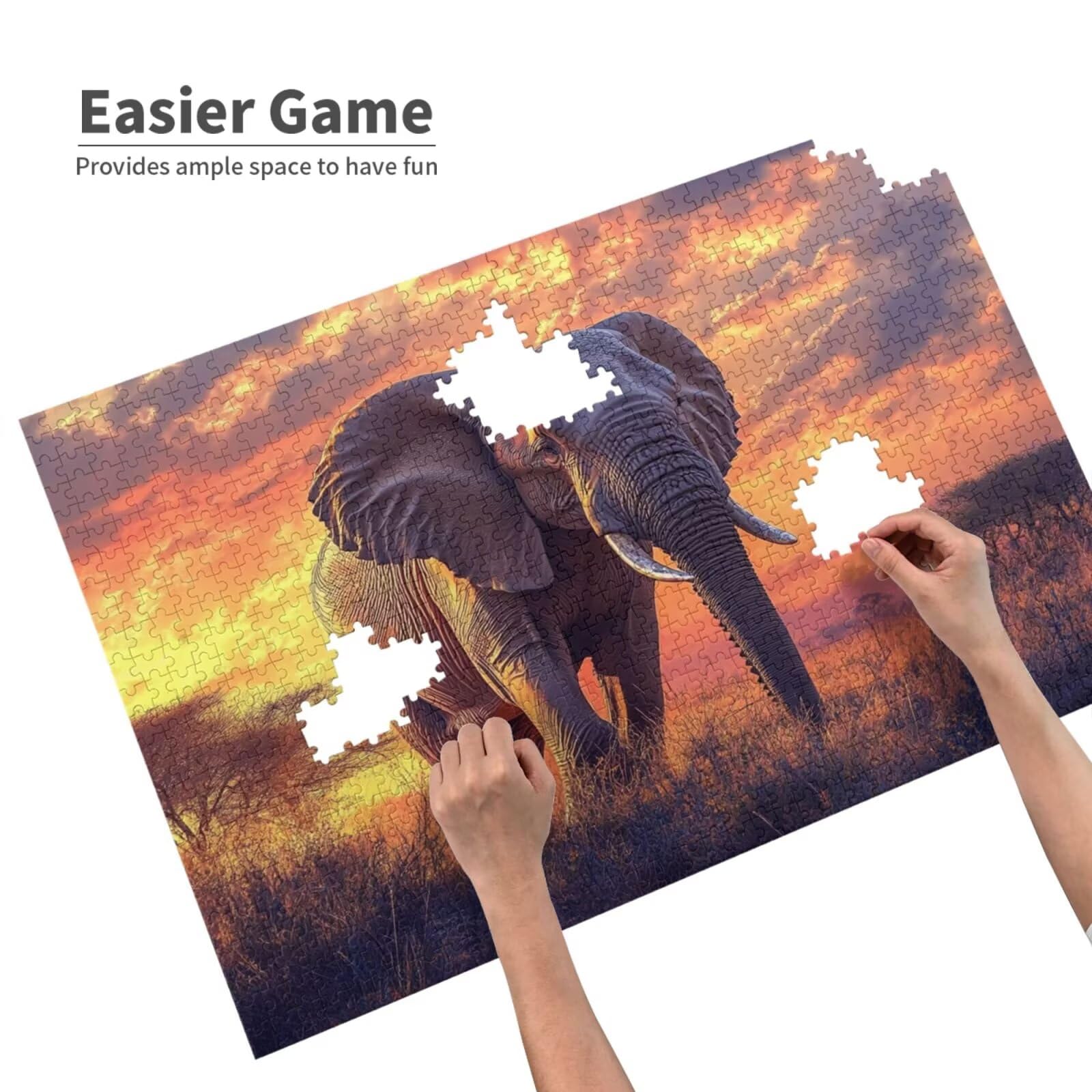 Puzzle Elefant Puzzle 3000 Teile Wiese Puzzles Erwachsene mit Geschenkbox, DIY Groß Holzpuzzle für Erwachsene, Geschicklichkeitsspiel für Die Ganze Familie Geschenke für Frauen 81 x 122 cm -1229y