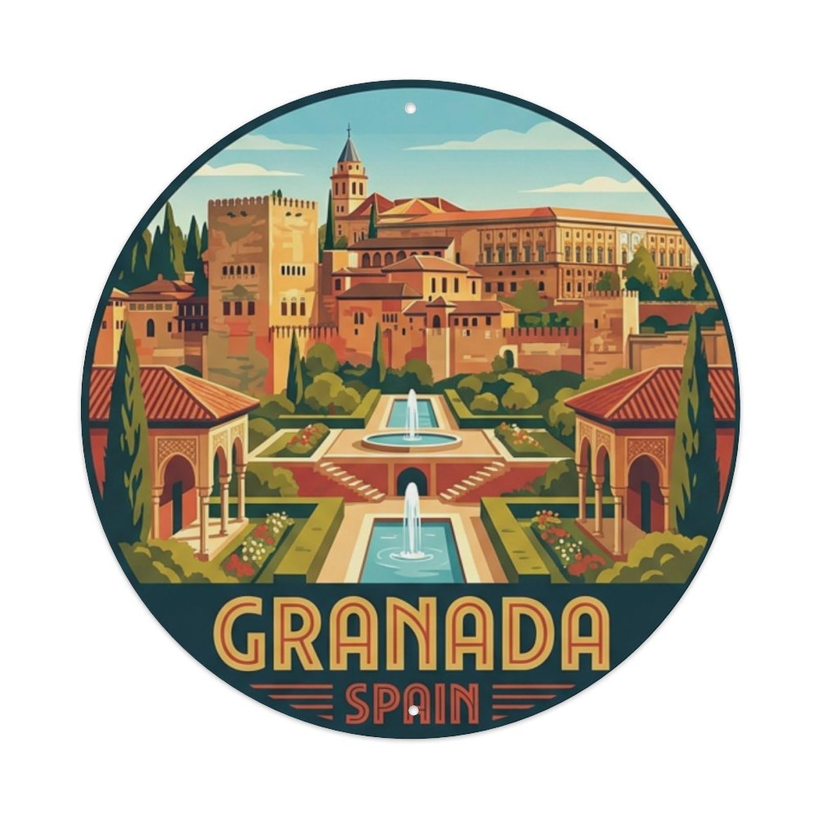 Galvaxio Style Spain Retro Travel Granada Metal Tin Sign