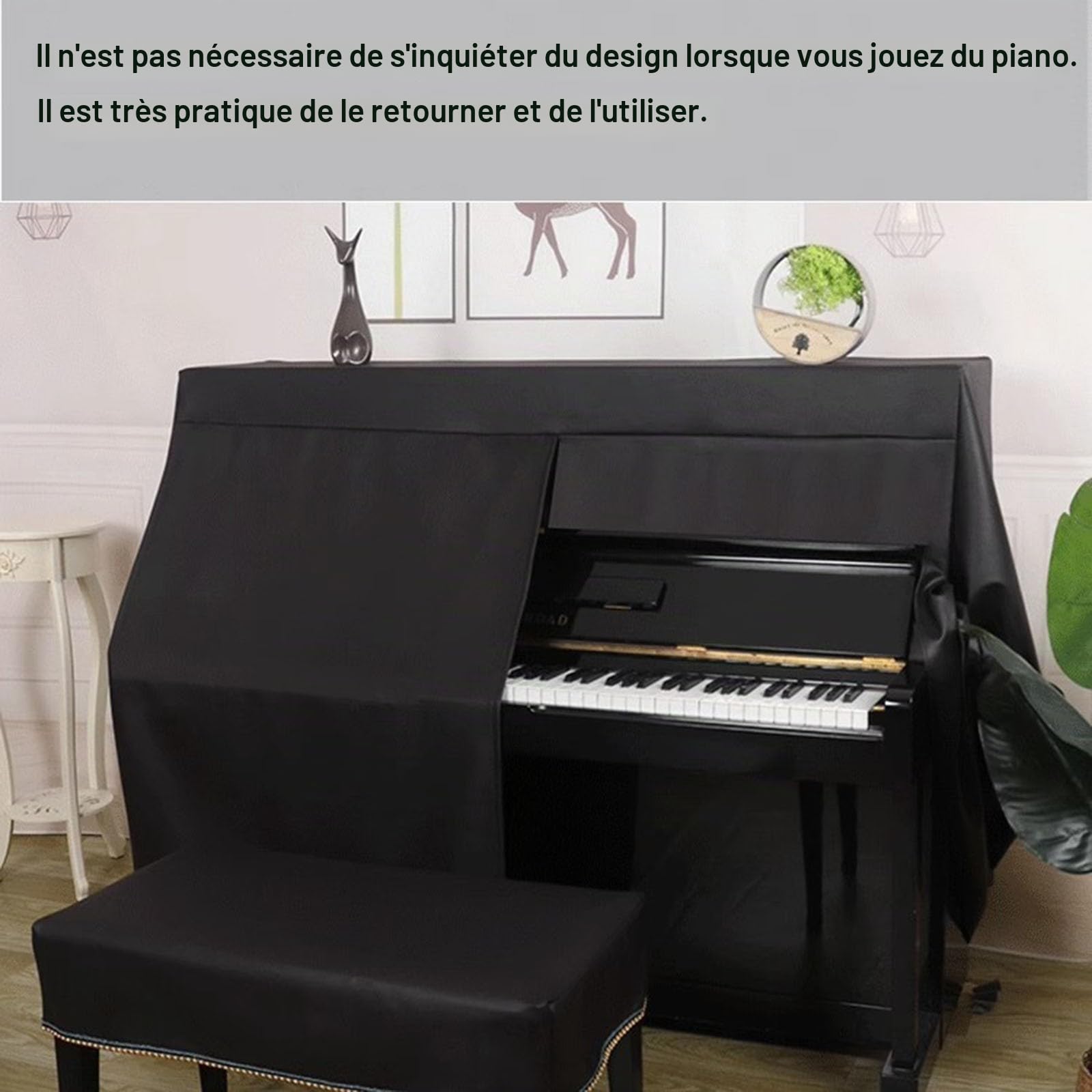 Noir Housse De Piano Droit,housse De Protection Complète Pour Piano Droit