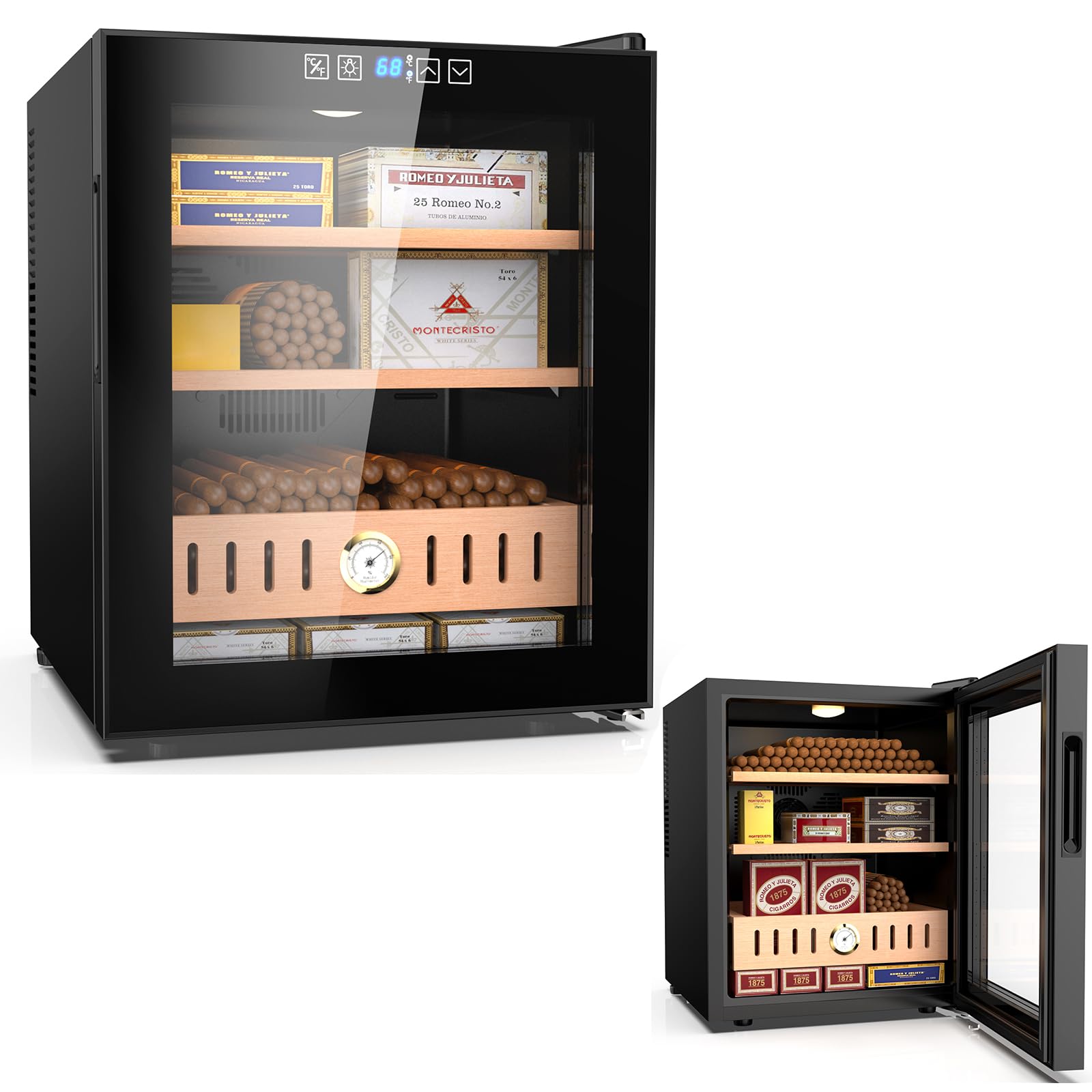 50L Electric Thermostatic Cabinet, 300 Counts Electronic Cabinet with Spanish Cedar Drawer & Hygrometer Cooling and Heating Temperature Control Gift for Men Father Husband