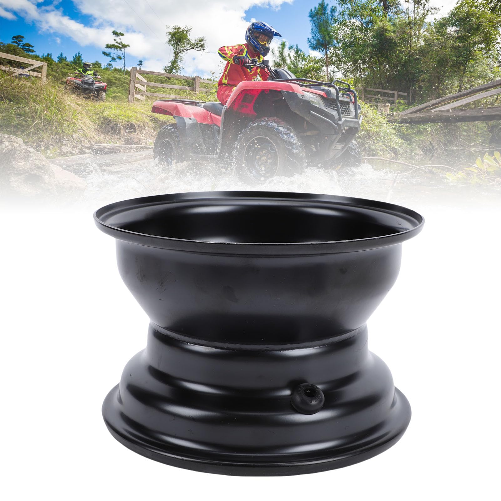 Jante de Roue de VTT 16x8-7, 7 Pouces, en Acier, 3 Trous de Boulons, pour Kazuma Quad Go Kart ATV UTV Hors Route, avec Conception Large pour Une Meilleure Adhérence (Black)