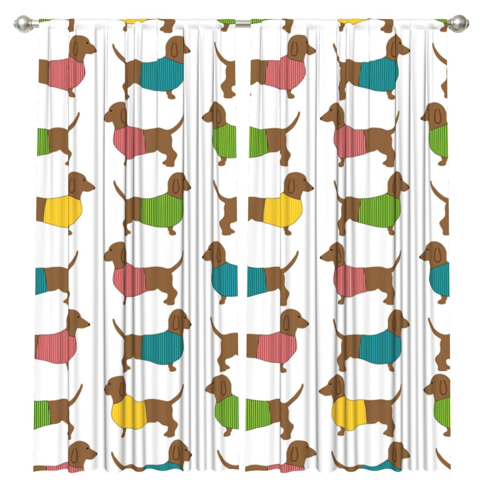 InOmak Dachshund Dog Parties, 2 Panels Window Curtains 52 x 84 Inch Blackout Curtains for Living Room Bedroom