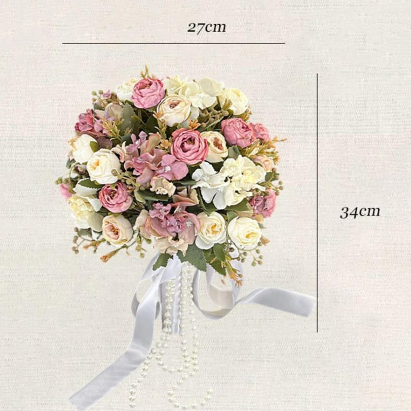 Hochzeitsstrauß für die Braut – Kunstblumenstrauß mit realistischen Rosen und Grünpflanzen, Kunstblumenstrauß als Tischdekoration, Blumenarrangement, Wohnraumdekoration,Style g