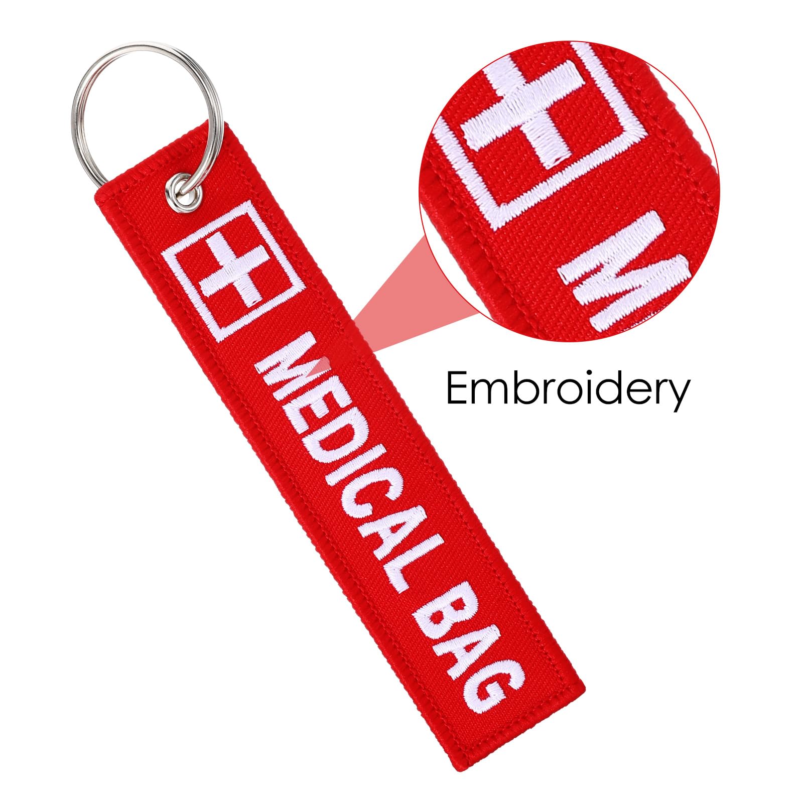 4 Stück Schlüsselanhänger Medical Bag, Rote Stickerei Doppelseitiger Gepäckanhänger Medical Bag für Gepäck Rucksäcke Handtaschen Outdoor Wandern