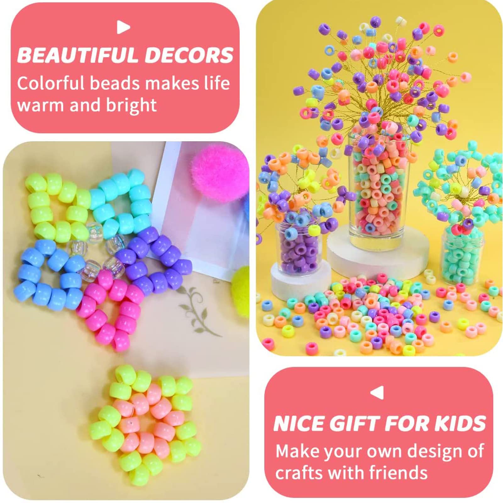 Perline Pony 600 Pezzi | 9mm Colorate | Per Braccialetti E Craft | 8 Colori Macaron - Foto 8