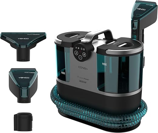 🔥 Cecotec Limpiador Aspirador de Tapicerias y Alfombras con Cable Conga 7000 Carpet&Spot Clean Steam Max. 1700W, Vapor, Depósito Agua Limpia 1600ml y Agua Sucia 950ml, Radio de Acción 9m