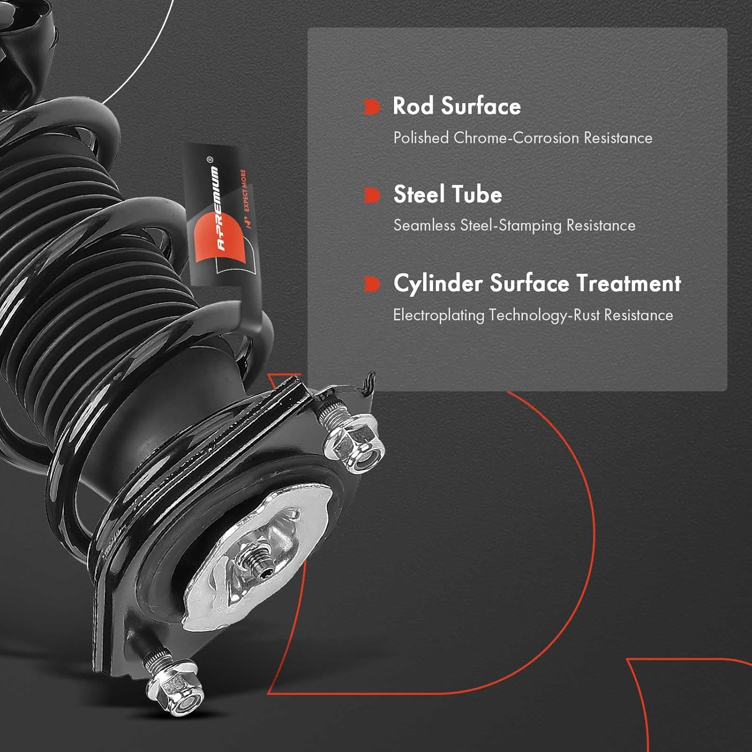 A-Premium Rear Pair (2) Complete Strut and Coil Spring Assembly Compatible with Subaru Impreza 2017 2018 2019, Without 18" Wheels, Driver and Passenger Side