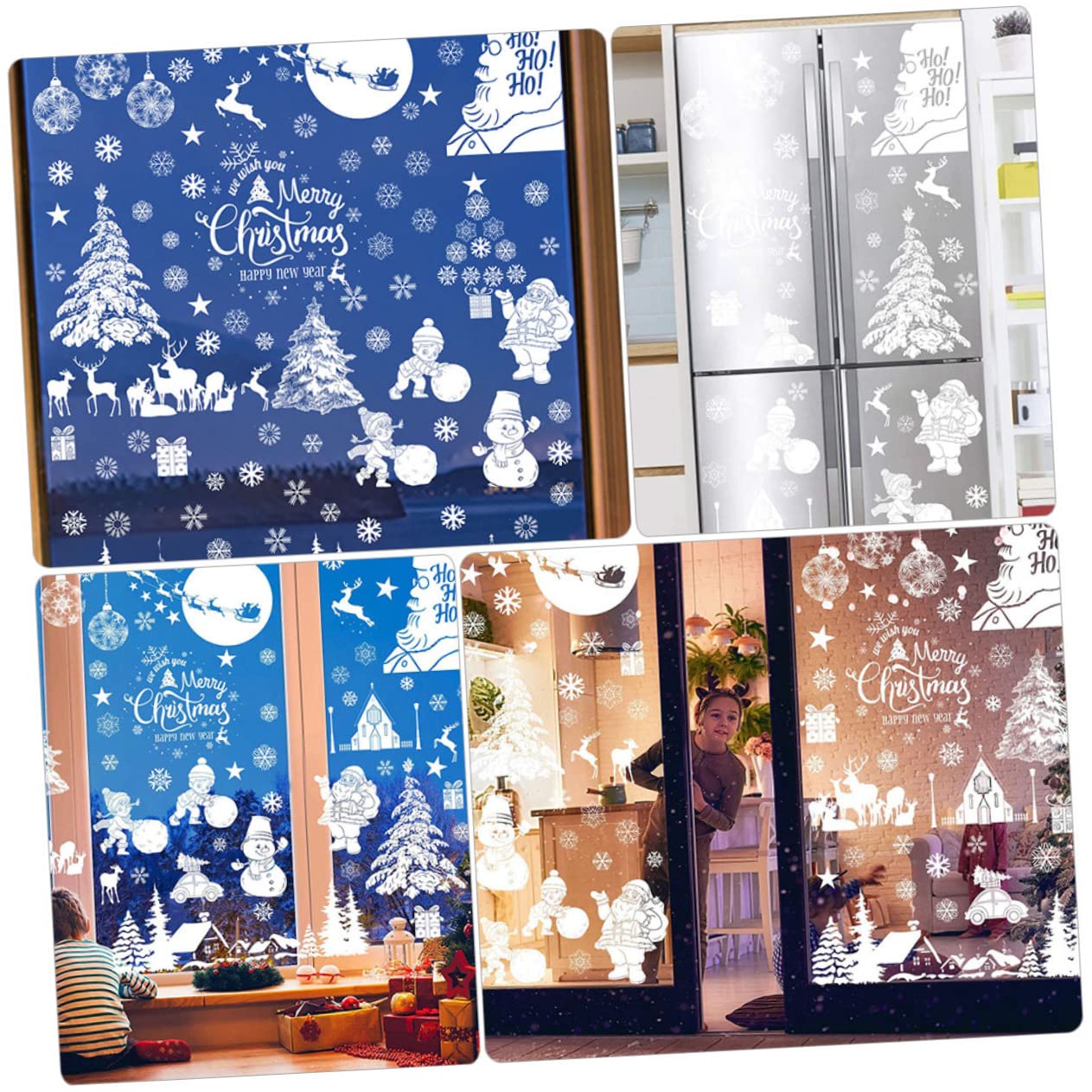 TOPBATHY 45 Blatt Weihnachtsaufkleber Wandtattoo Weihnachten PVC-Fenster haftet weihnachtsdeko Weihnachtssticker Wasserfeste Aufkleber abnehmbare Fensteraufkleber filigrane Fensteraufkleber