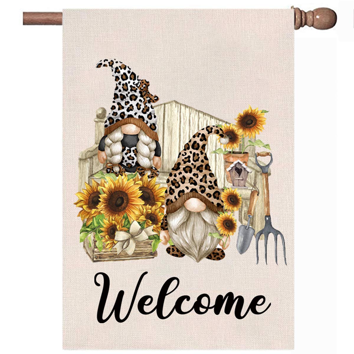 Summer Garden Flags Welcome Summer Flag Sunflower outdoor flags ,Double Sided Burlap Yard Flags for Outside Farmhouse Yellow Brown Decorations for Home 12x18 inch